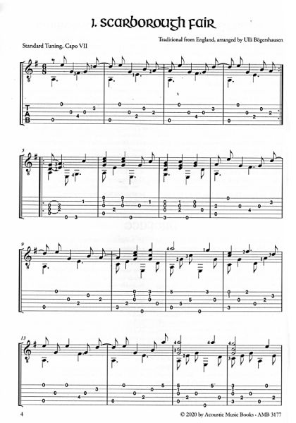 Bögershausen, Ulli: Celtic Fingerstyle Guitar, for guitar solo with lyrics, sheet music sample