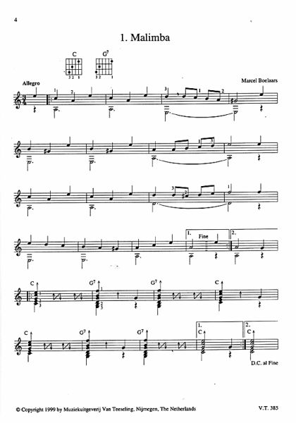 Boelaars, Marcell: Play with Chords, Pieces for guitar solo with chord elements, sheet music sample