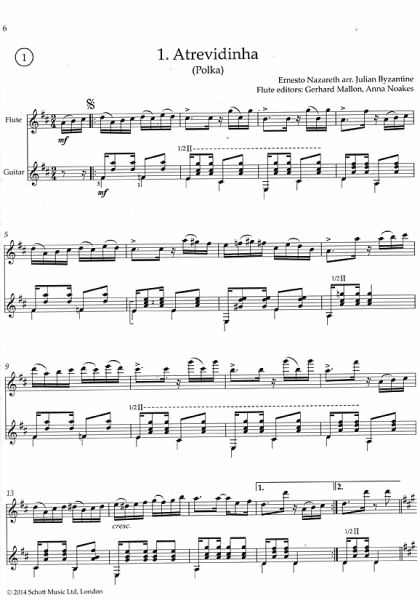 Brazilian Folk Tunes for Flute & Guitar, Brasilanische Musik für Flöte und Gitarre, NotenBrazilian Folk Tunes for Flute & Guitar, sheet music sample