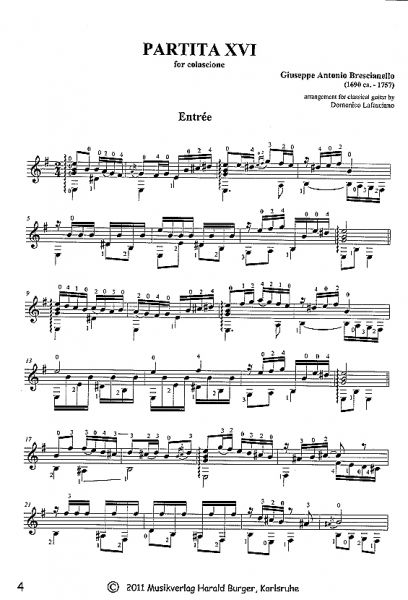 Brescianello, Giuseppe Antonio: Partita Nr. 16, notes sample