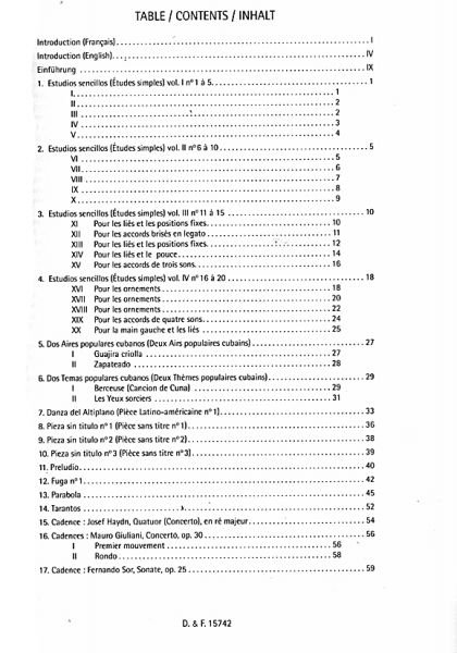 Brouwer, Leo: Oeuvres pour guitare, Guitar Works, sheet music contetn