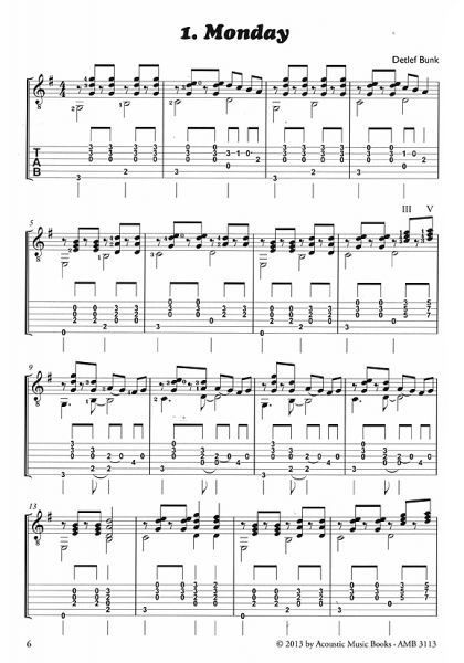 Bunk, Detlef: Acoustic Rock Cafe Vol. 2, Songs for Guitar solo, sheet music sample