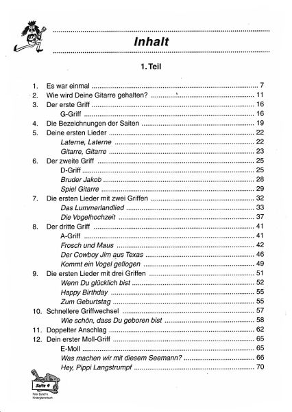 Bursch, Peter: Peter Bursch`s Kinder-Gitarrenbuch, Gitarrenschule für Liedbegleitung ohne Noten, mit CD Inhalt