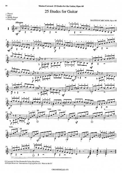 Carcassi, Matteo: Melodic and progressive studies op. 60, notes sample