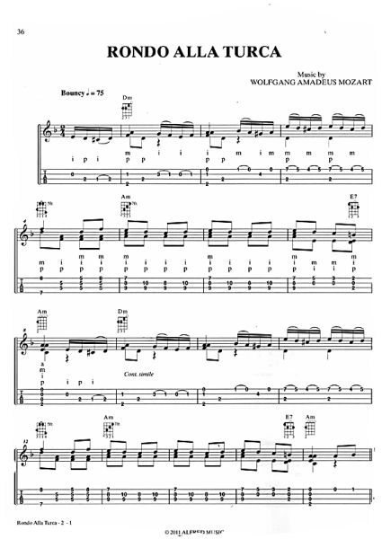 Classical Hits for Ukulele, Noten und Tabulatur Beispiel