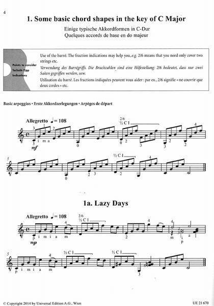 Coles, Paul: 26 Melodic Studies, leichte bis mittelschwere Etüden für Gitarre solo, Noten Beispiel
