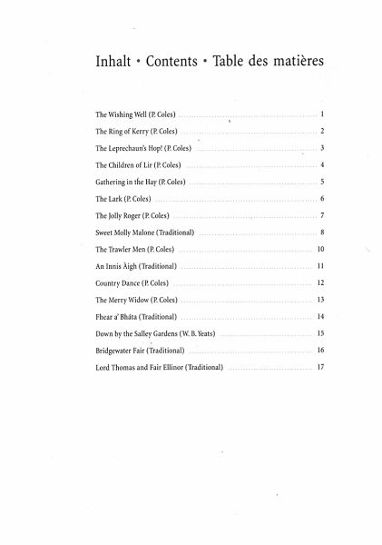 Coles, Paul: Gaelic & British Melodies für Flöte und Gitarre, Noten Inhalt