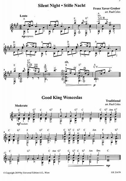 Coles, Paul: Merry Christmas, Christmas Carols for Guitar solo, sheet music sample