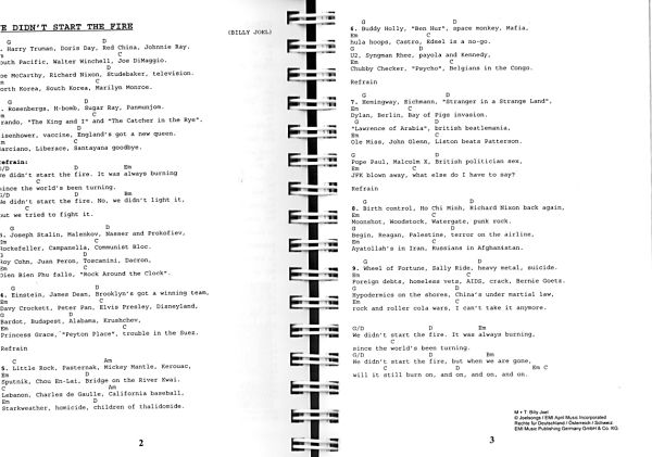 Das Ding Band 3 ohne Noten - Songbook, Kultliederbuch für Gitarre, Text und Akkorde Beispiel