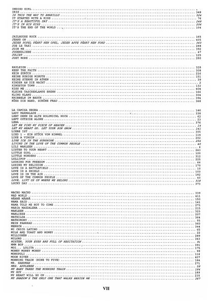 Das Ding Band 3 ohne Noten - Songbook, Kultliederbuch für Gitarre, Text und Akkorde Inhalt