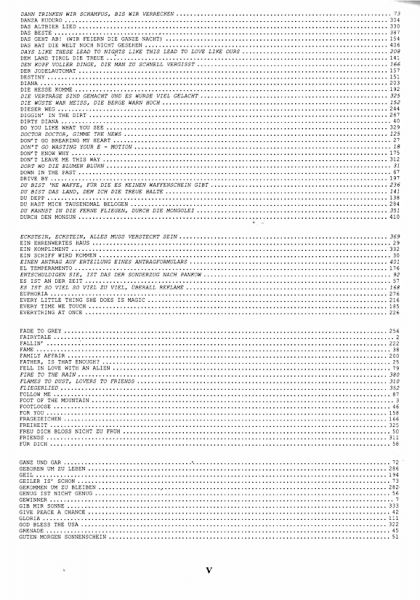 Das Ding Band 4, Songbook, Kultliederbuch für Gitarre, mit oder ohne Noten Inhalt