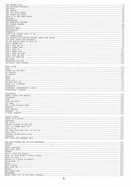 Das Ding Band 5, Kultliederbuch, Songbook für Gitarre Inhalt