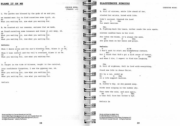 Das Ding Vol. 5, Songbook for Guitar sample lyrics and chords
