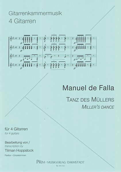 Falla, Manuel de: Miller`s Dance for 4 Guitars, sheet music