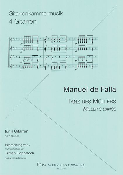 Falla, Manuel de: Tanz des Müllers, Miller`s Dance für 4 Gitarren, Noten