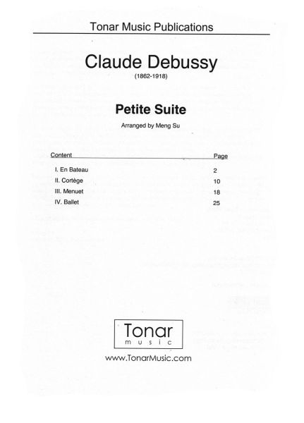 Debussy, Claude: Petite Suite, arr. Beijing Guitar Duo, für 2 Gitarren, Noten Inhalt