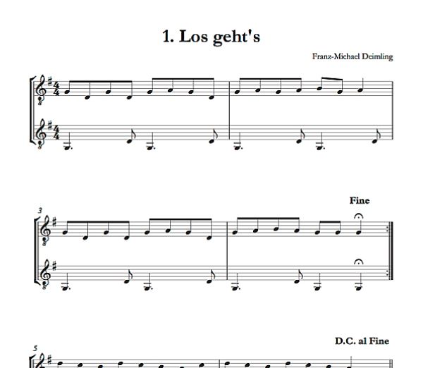 Deimling, Franz-Michael: Sait`an Sait`, for 2-3 guitars, easy pieces, notes sample