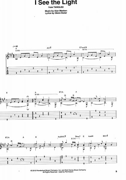 Disney Songs for Fingerstyle Guitar - 15 Songs für Gitarre solo in Noten und Tabulatur Beispiel