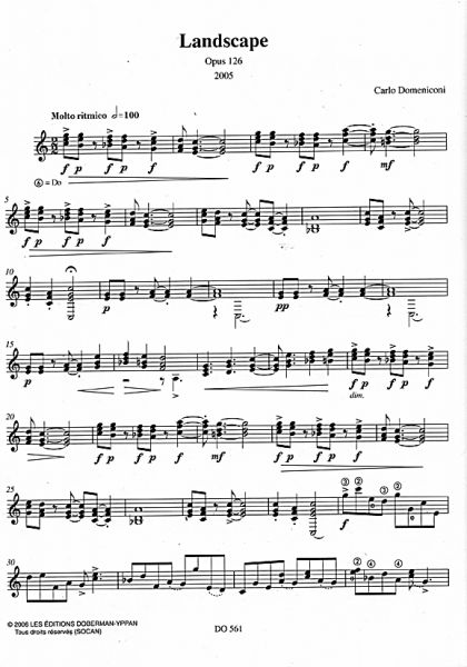 Domeniconi, Carlo: Landscape op. 126 für Gitarre solo, Noten Beispiel