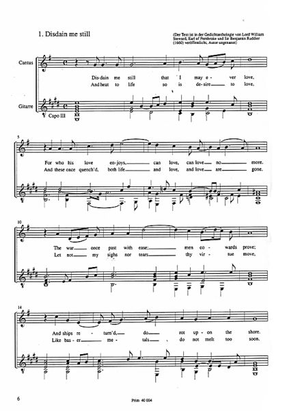 Dowland, John: A Pilgrimes Solace Part 1, for voice and guitar from the series All Songs in Urtext, sheet music sample