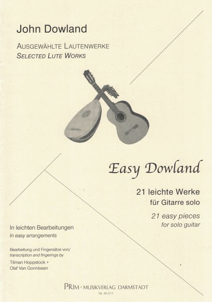 Dowland, John: Easy Dowland, 21 leichte Lautenwerke für Gitarre solo, Noten