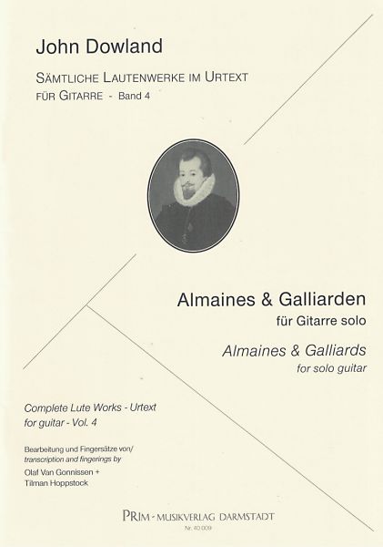 Dowland, John: Complete Lute Works in Urtext Vol. 4 - Almaines and Galliards for guitar solo, sheet music