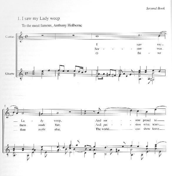 Dowland, John: The Second Booke of Songs for Voice & Guitar, sheet music sample