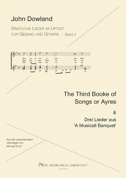Dowland, John: The Third Booke of Songs for Voice and Guitar, sheet music