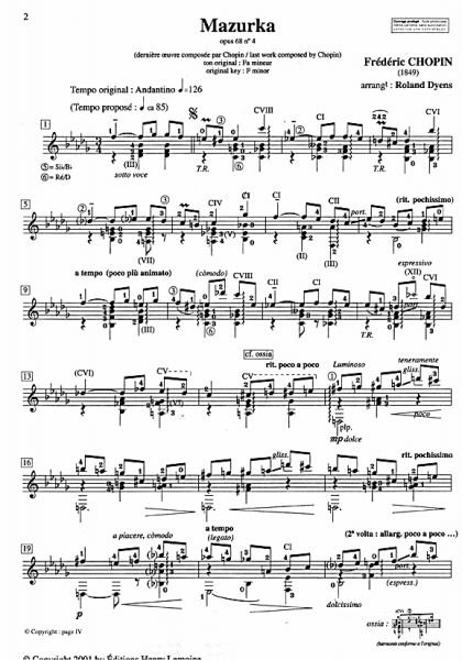 Dyens, Roland: Mes Arrangements a l`amiable for Guitar solo, sheet music sample