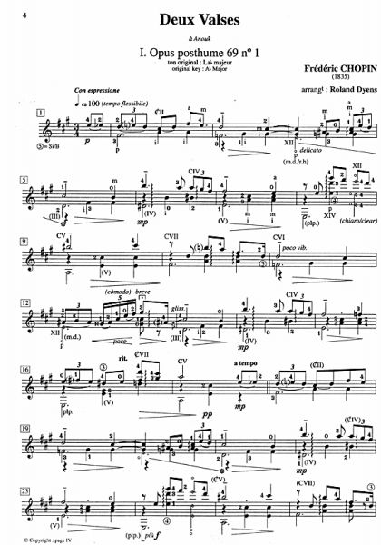 Dyens, Roland: Mes Arrangements a l`amiable for Guitar solo, sheet music sample