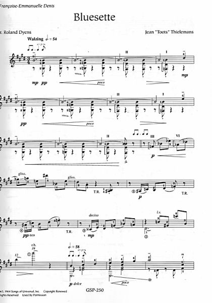 Dyens, Roland: Night & Day, 10 Jazz Arrangements for guitar solo, sheet music sample