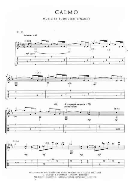 Einaudi, Ludovico: The Classical Guitar Collection, plus online audio, guitar solo sheet music sample