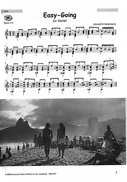 El-Salamouny, Ahmed: Beach Bossa, Brasilianische Musik für 1-2 Gitarren oder Melodieinstrument und Gitarre, Noten Beispiel