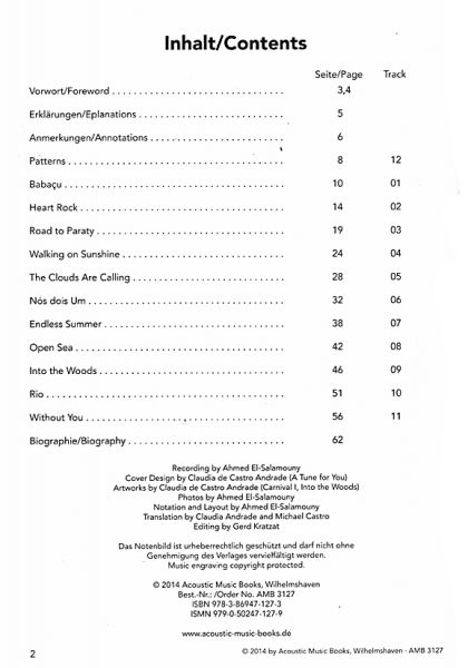 El-Salamouny, Ahmed: Endless Summer, Brazilian guitar meets Fingerstyle, Gitarre solo Noten und Tabulatur Inhalt