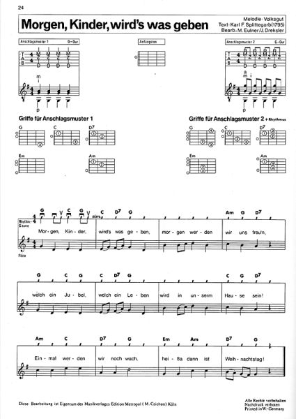 Eulner, Mike und Dreksler, Jacky: Weihnachtslieder - Christmas Songs for guitar, notes and tab example