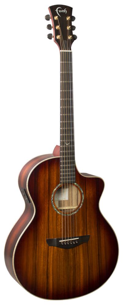 Faith Bloodmoon Neptune Cutaway Electro burst, Akustikgitarre mit Pickup und Koffer