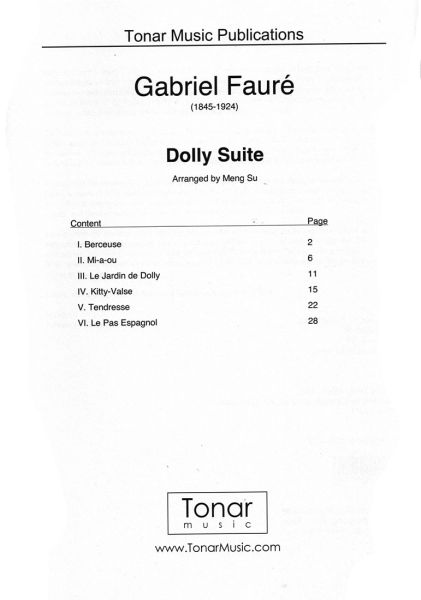 Fauré, Gabriel: Dolly Suite, arr. Beijing Guitar Duo, 2 guitars, sheet music content