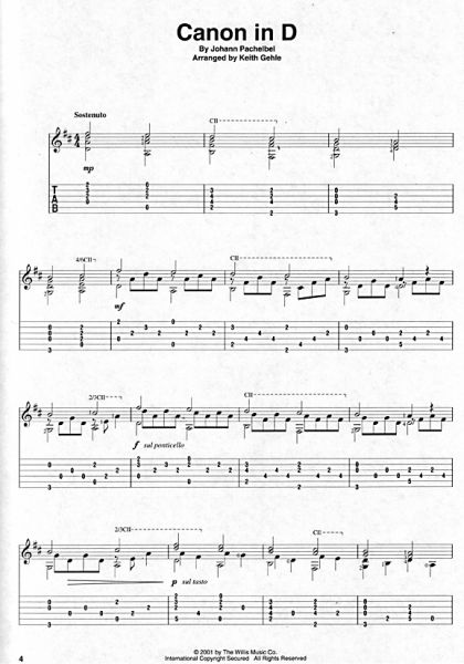 Favorite Pieces for Classical Guitar solo, sheet music sample