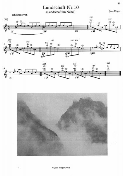 Felger, Jens: Landschaften - Landscapes, 10 pieces for guitar solo, sheet music sample