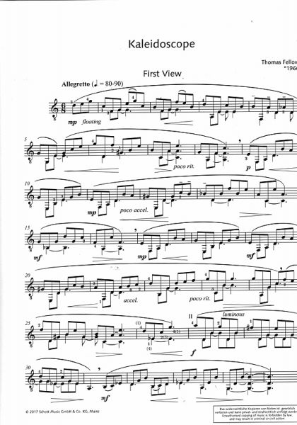 Fellow, Thomas: Pocket Fantasies for guitar solo, sheet music sample