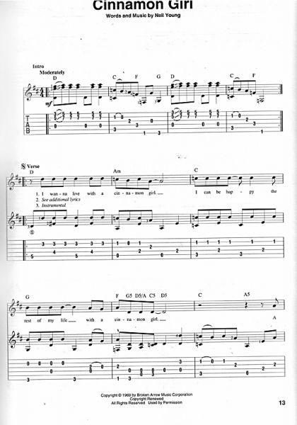 Fingerpicking Neil Young, Greatest His for Guitar solo, sheet music, Songbook sample