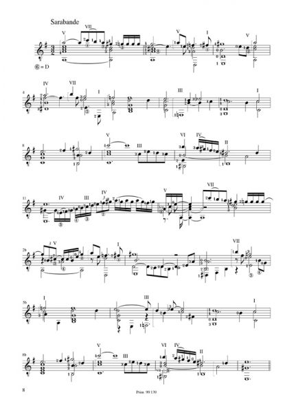 Froberger, Johann Jakob: Suite No. 19 for guitar solo, sheet music sample