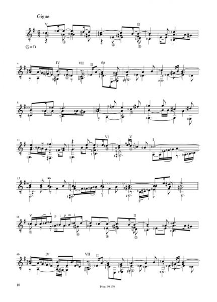 Froberger, Johann Jakob: Suite No. 19 for guitar solo, sheet music sample