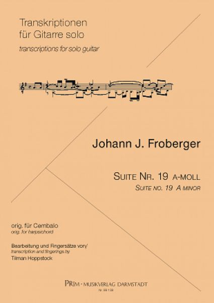 Froberger, Johann Jakob: Suite No. 19 for guitar solo, sheet music