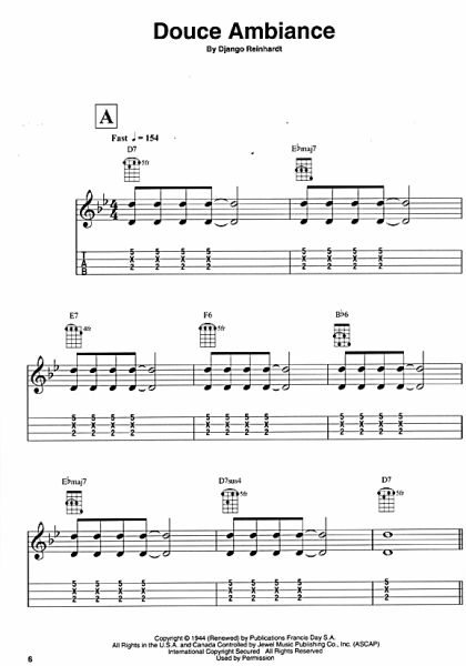 Gypsy Jazz Ukulele, Songbook, Melodie, Text, Akkorde, Noten und Tabulatur (+ online access) Beispiel