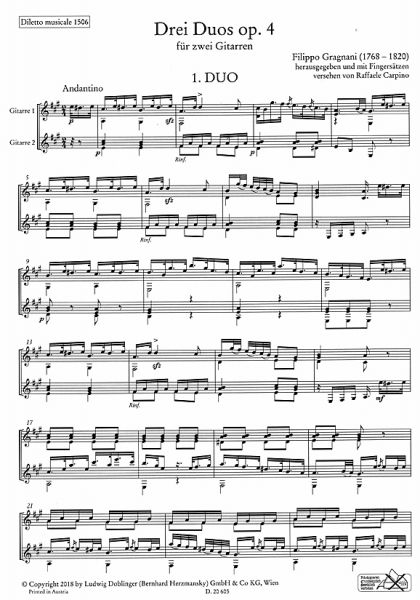 Gragnani, Filippo: 3 Duets op. 4 for 2 guitars, sheet music, sample