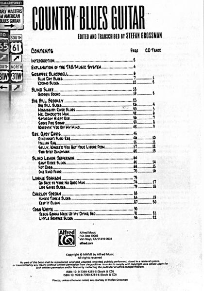 Grossman, Stefan: Country Blues Guitar, Songbook and Guitar solo, sheet music content