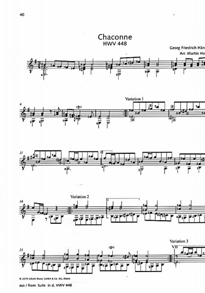 Händel, Georg Friedrich: Händel for Guitar solo, sheet music sample