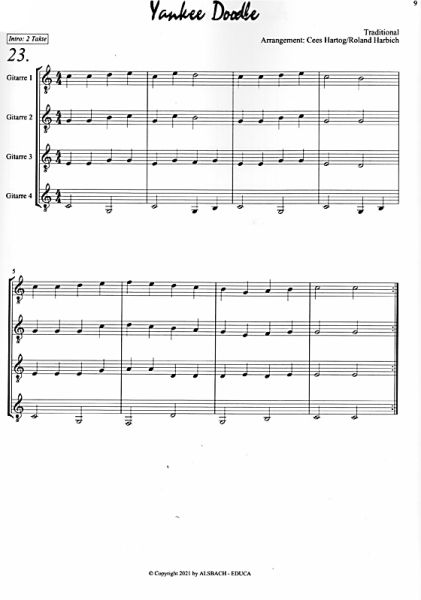 Harbich, Roland: GitarrenKlassenStarter - class-music (+Online Audio) for guitar ensemble, sheet music sample