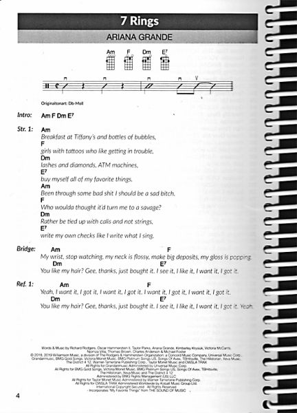 Hitbook 3 - 100 Charthits for Ukulele, Songbook, meloy, lyrics and chords sample